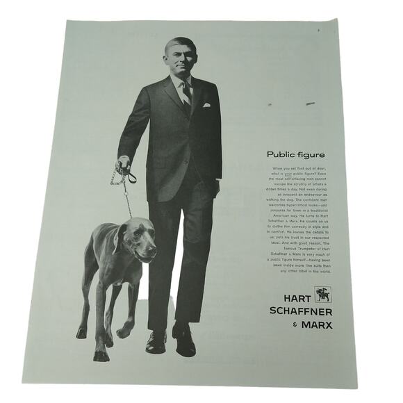 1961 Hart Schaffner & Marx Suit Man Walking Dog "Public Figure" Vtg B&W PRINT AD - Picture 9 of 10